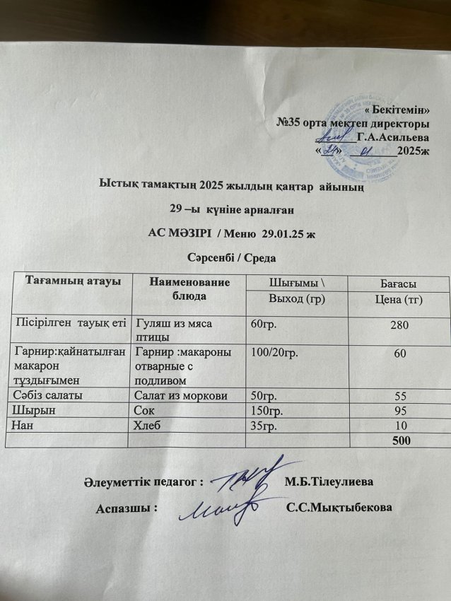 ас мәзәрі / меню